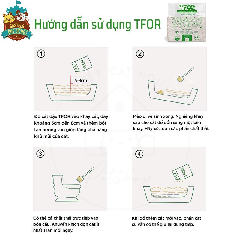 Cát đậu nành TFOR 6L- Cát vệ sinh cho mèo an toàn bảo vệ môi trường xuất xứ Việt Nam