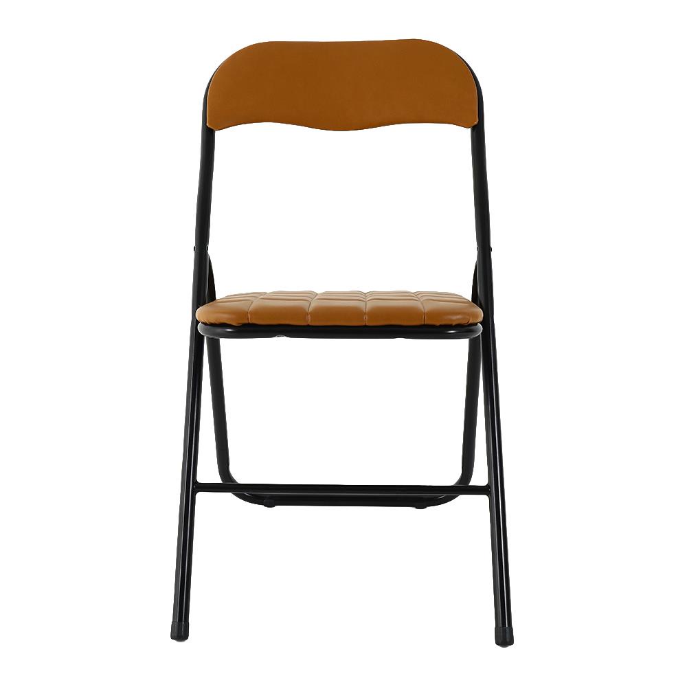 HomeBase FURDINI Ghế xếp văn phòng bằng thép tựa lưng bằng mousse bọc da PU W44xH80xD48,5cm màu nâu