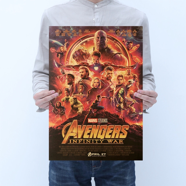 Poster kraft hình Marvel Avengers dùng trang trí phong cách cổ diển