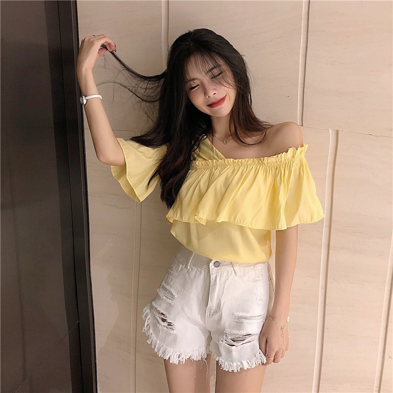 Áo trễ vai nữ bánh bèo Thucucstore Áo hở vai phong cách tiểu thơ Hàn Quốc hàng Quảng Châu SM03 | BigBuy360 - bigbuy360.vn