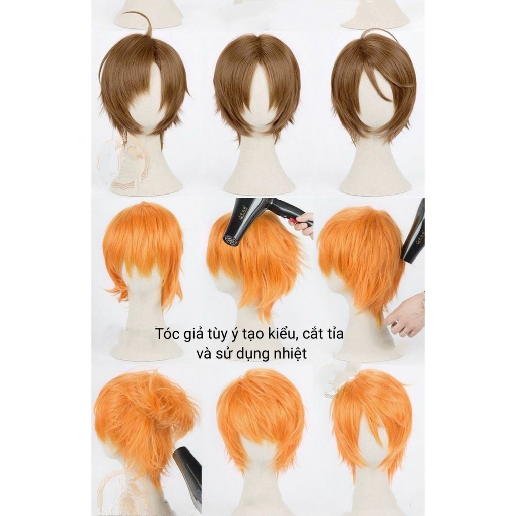 [Sẵn] Wig/tóc giả cơ bản nam xù màu xanh,đỏ,tím,vàng,đen,trắng,xám,nâu,cam,hồng [Miu Cosplay]