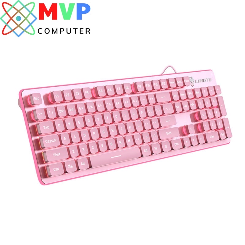 COMBO Bàn Phím Chuột Máy Laptop Gaming Có Dây LANGTU L01 G504 LED Xuyên Chữ Giảm Tiếng Ồn Màu Hồng Rễ Thương Cute Kute