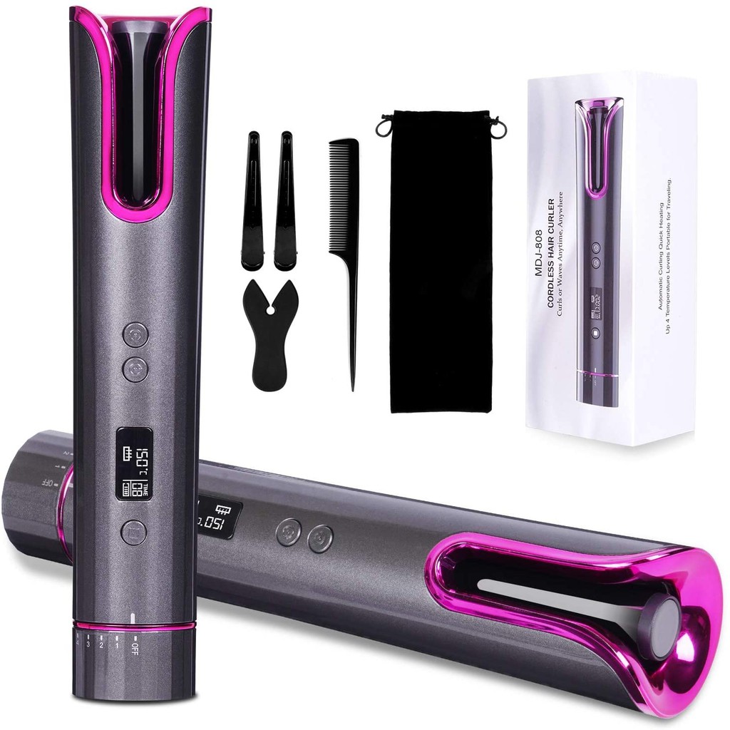Máy uốn tóc tự xoay Let's Queen S100 Hàn Quốc và Máy Uốn Tóc Tự Động Không Dây MDJ-808