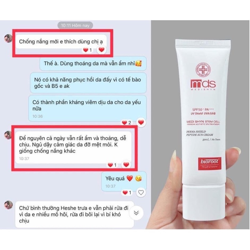 Kem chống nắng nâng tone tế bào gốc trắng cho da treatment Medi Shyn Stem Cell Derma Shield Peptide Sun Cream 50ml