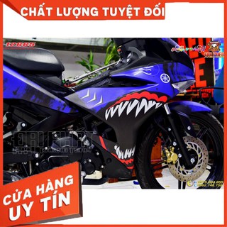 Tem Trùm Xe Exciter 150 Xanh Đen Cá Mập