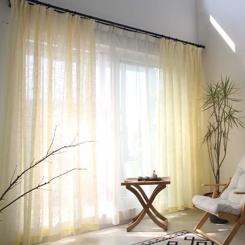RÈM VOAN MÀU KEM VÀNG - RÈM LINEN TRANG TRÍ PHÒNG KHÁCH MÀU KEM VÀNG SIÊU XINH ( cam kết như hình 100% )
