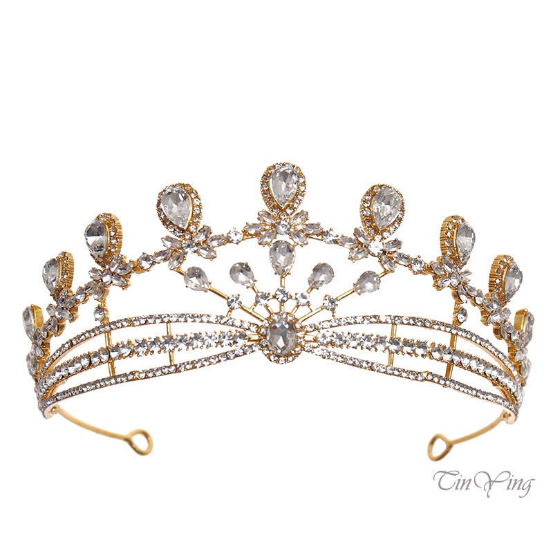 GETNOIVAS Vương miện cài tóc đính đá sang trọng cho cô dâu