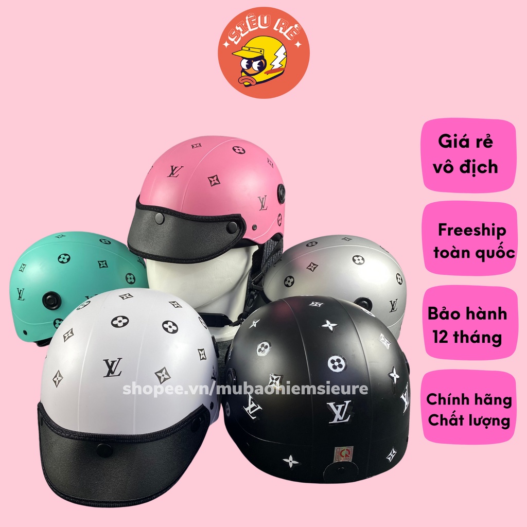 Mũ bảo hiểm LV siêu rẻ, Mũ bảo hiểm nữa đầu tem LV thời trang , Nón bảo hiểm sơn đa dạng màu sắc xu hướng của năm