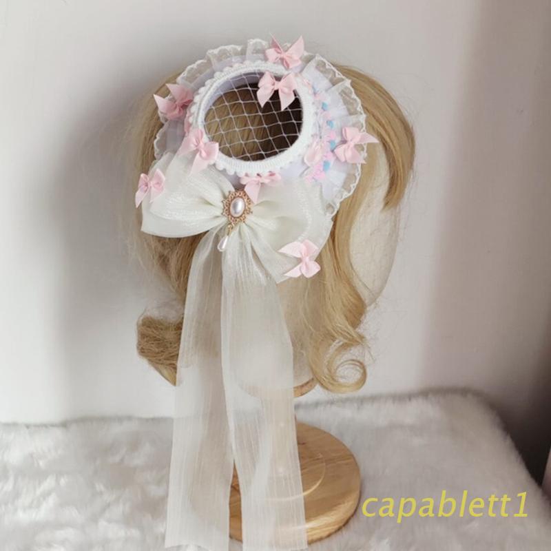 Mũ trùm đầu phối nơ kiểu lolita đáng yêu hợp thời trang dành cho nữ