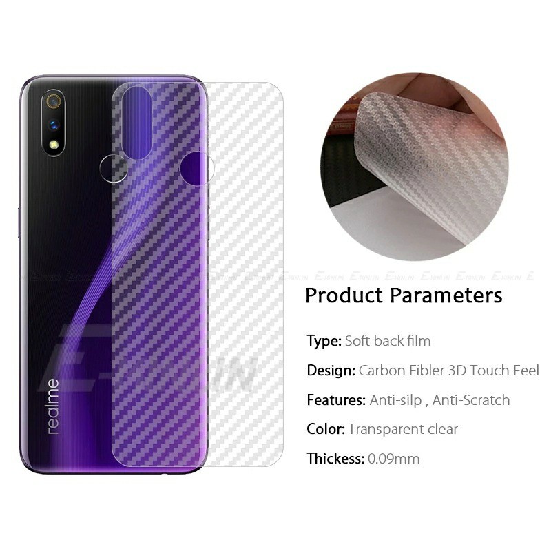 Dán lưng Carbon Oppo Realme 3 Pro FREESHIP Từ 50k vân Caro tặng giấy lau