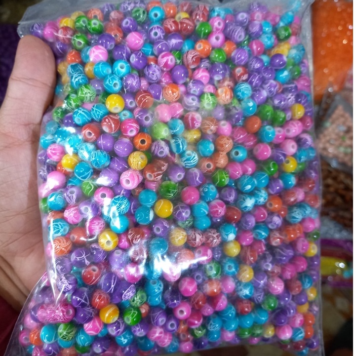10/25/50gam hạt nhựa hoa vằn nhiều màu làm handmade