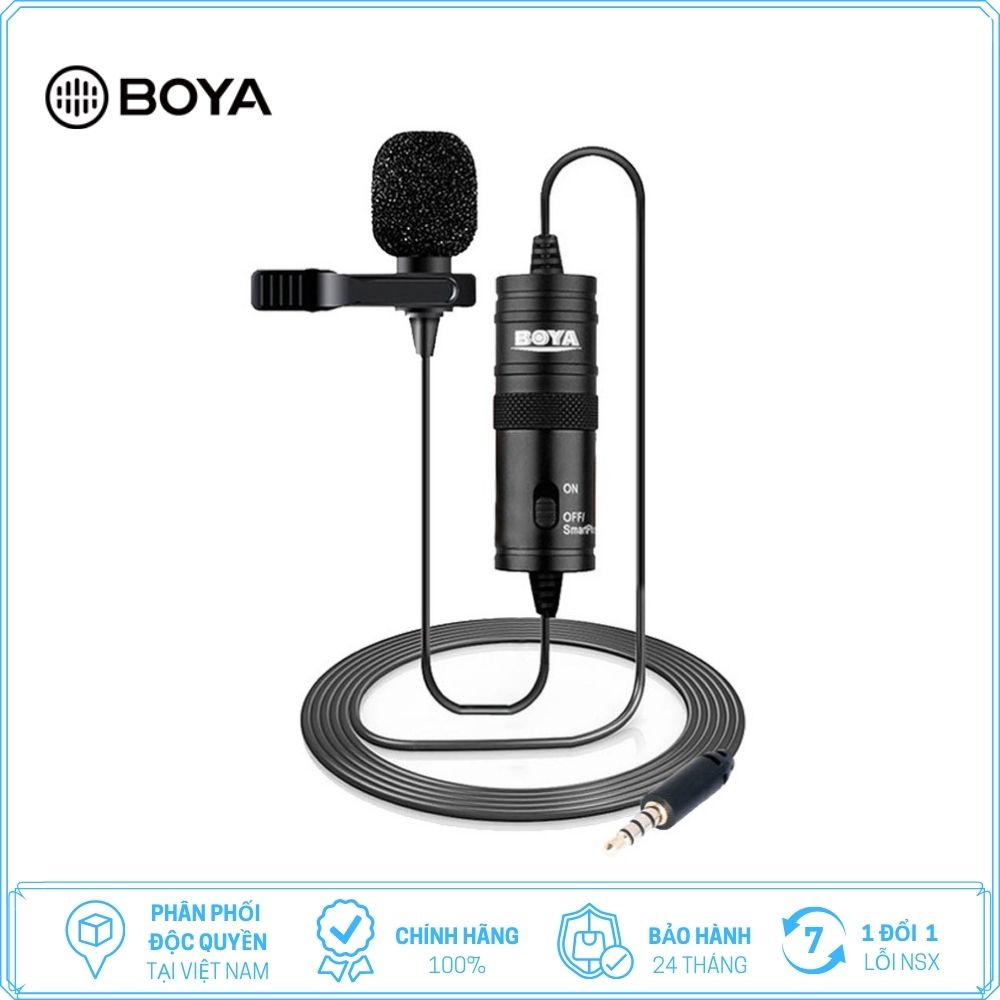 BOYA BY-M1 - Hàng Chính Hãng - Micro thu âm cài áo cổng 3.5mm dành cho Điện thoại và Máy ảnh