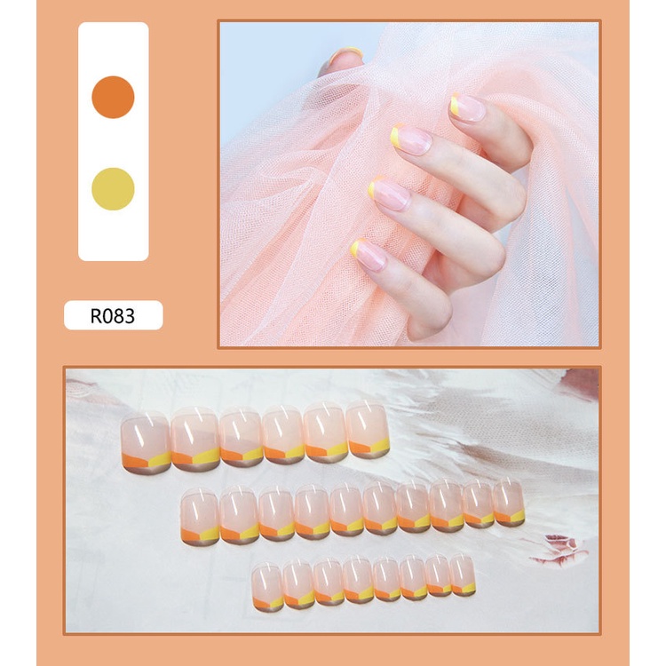 [Hàng mới về] Set 24 móng tay giả dài trang trí móng chống nước dễ thương có thể tháo rời