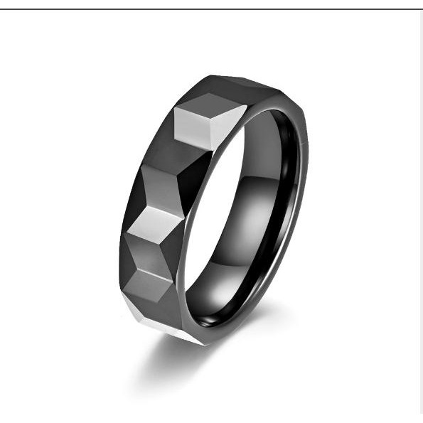 Nhẫn bằng thép titan đính đá zirconia đánh bóng qf045 cho nam