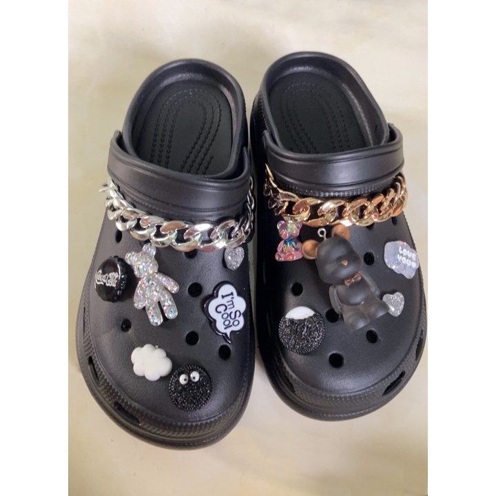 Dép cross kèm phụ kiện bear phối dây xích , dép đế cao