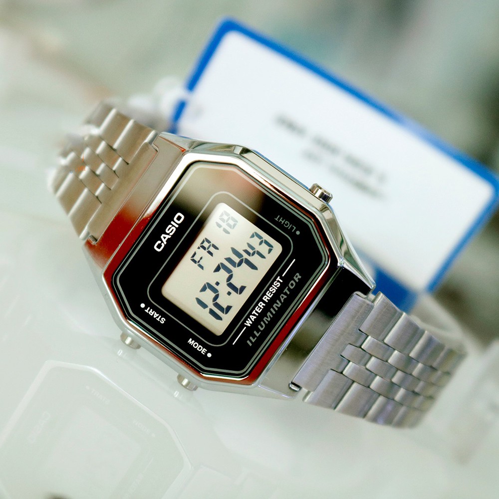 [HOT] Đồng hồ điện tử nữ Casio Vintage LA680WA-1DF dây kim loại chống nước chính hãng Anh Khuê
