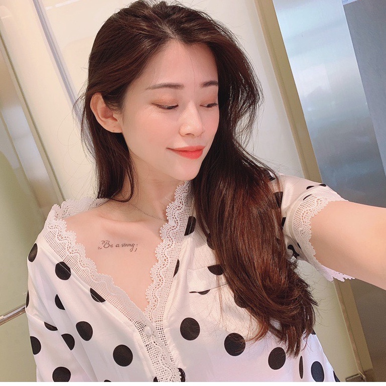 Đồ Ngủ � Sét Bộ Pijama Lụa Tay Ngắn-Quần Đùi Tiểu Thư Phối Ren Dễ Thương  Chất Liệu Satin