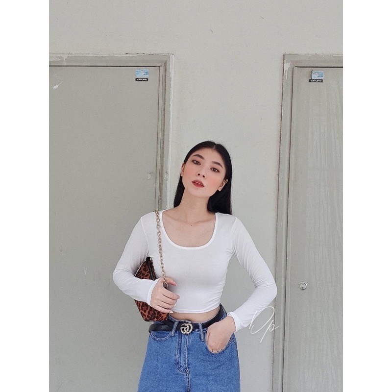 Áo croptop cổ U - áo croptop cổ vuông thun lụa