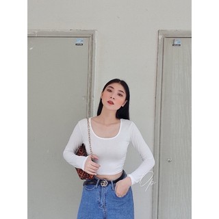 Áo croptop cổ U - áo croptop cổ vuông thun lụa