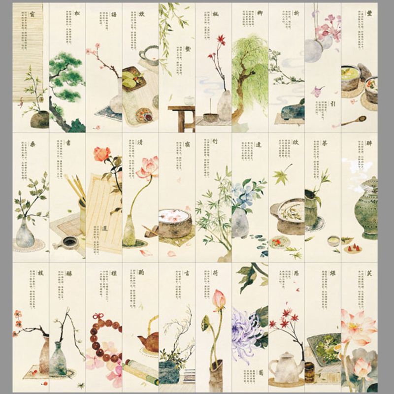 Set 30 Thẻ Đánh Dấu Sách Phong Cách Retro