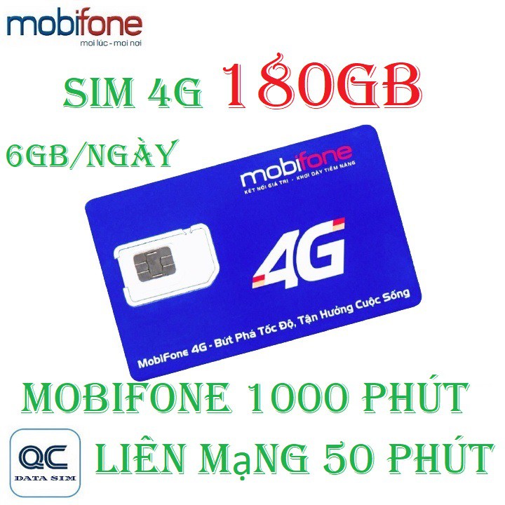 Sim 4G mobifone mỗi ngày 6GB 1000 phút mobi 50 phút liên mạng C90N