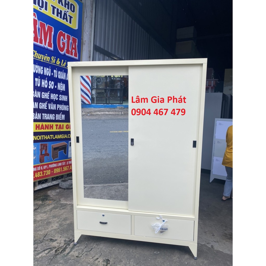 Tủ sắt quần áo cửa lùa sơn tĩnh điện