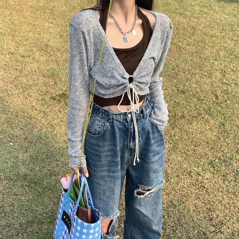 COZOK Bộ Áo Tay Dài + Áo Sát Nách Thời Trang Quyến Rũ Cho Nữ