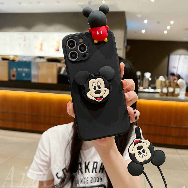 Ốp điện thoại dây đeo giá đỡ gương chuột thích hợp cho iPhone 14 13 12 11 Pro Max X XR XS Max 8 7 6 6S Plus SE 2020