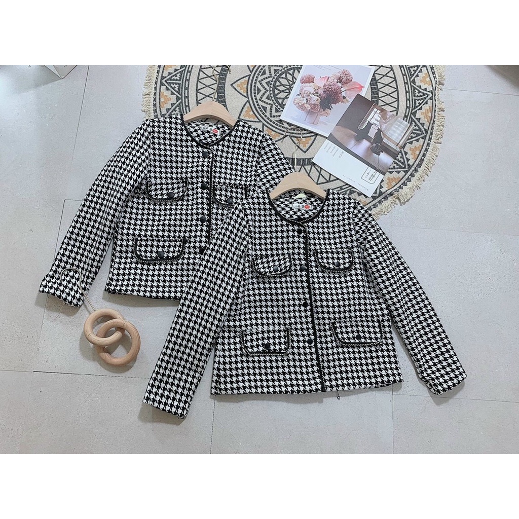 Áo Vest dạ kẻ zic zắc phối viền nổi sang trọng