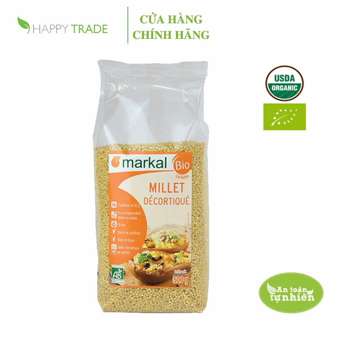 Hạt kê đã bóc vỏ hữu cơ Markal 500g