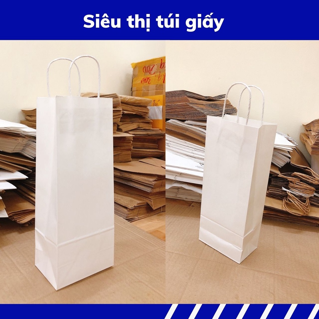 COMBO 100 CHIẾC TÚI GIẤY KRAFT S16: 13.5x8x33cm CÓ QUAI ( ẢNH THẬT)