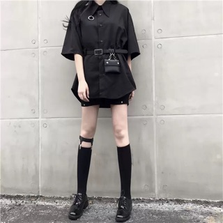 (Co san) Áo sơ mi ulzang đai lưng và túi ( ảnh thật 3 ảnh cuối )