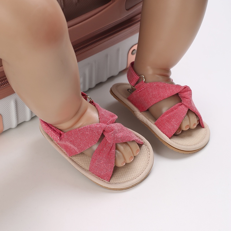 Giày sandal VALEN SINA đế mềm chống trượt đính nơ thời trang bé