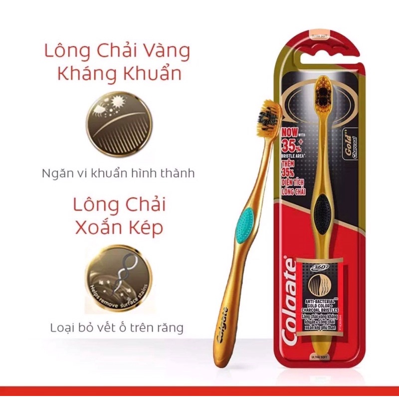 Bàn chải Đánh răng Slimsoft  360Charcoal Gold + Kem đánh răng muối tảo biển,than 40g