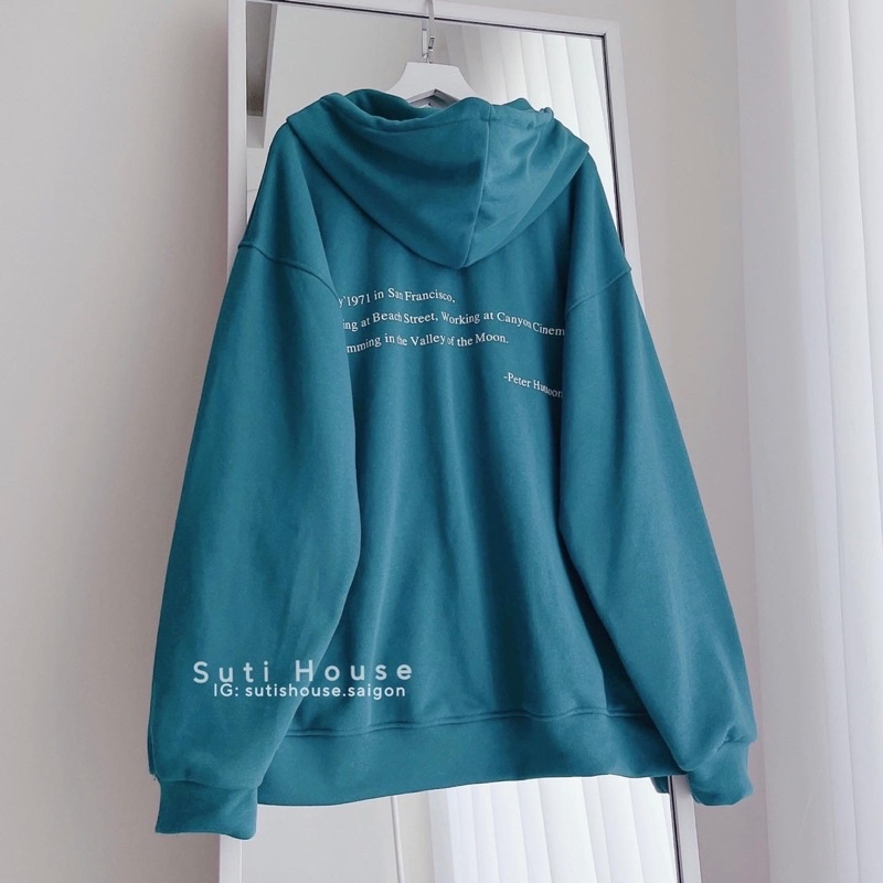 Áo Hoodie Zip DIARY Màu Xanh Ngọc Unisex Form Rộng - Suti House