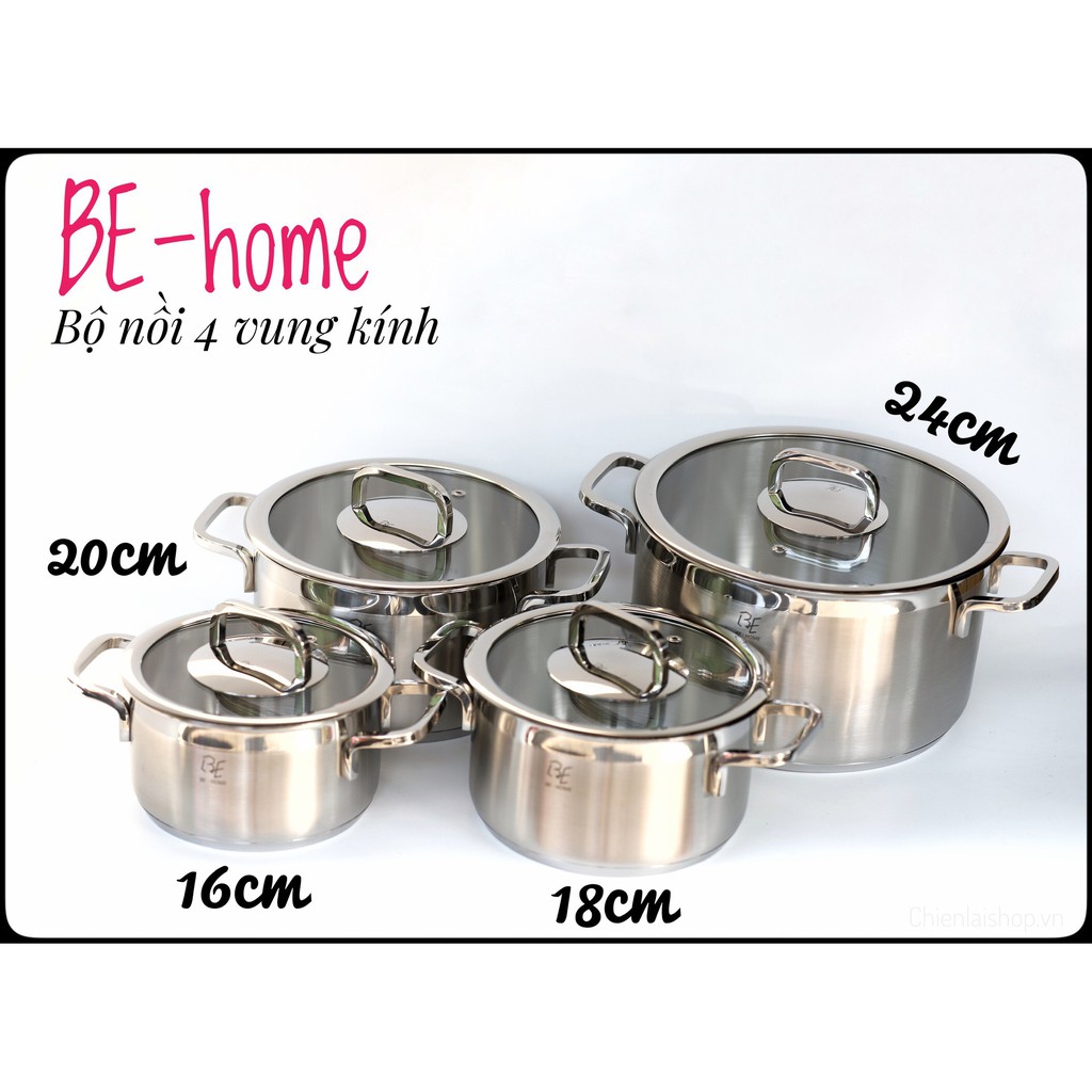 Bộ Behome 4 chiếc vung kính - Inox 304