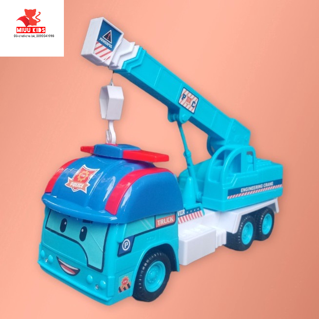 Xe Cảnh Sát Cần Cẩu Poli Xanh SIZE Đại Cho Bé Hàng Việt Nam