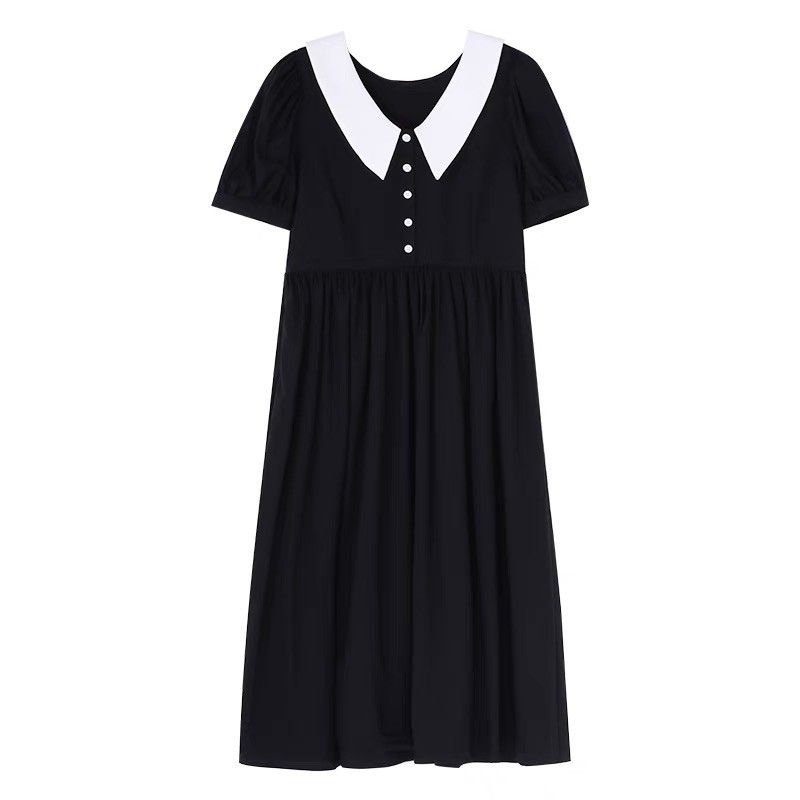 Váy đen tiểu thư cổ chiếc lá cổ điển dễ thương ulzzang Hàn Quốc [Yannie]