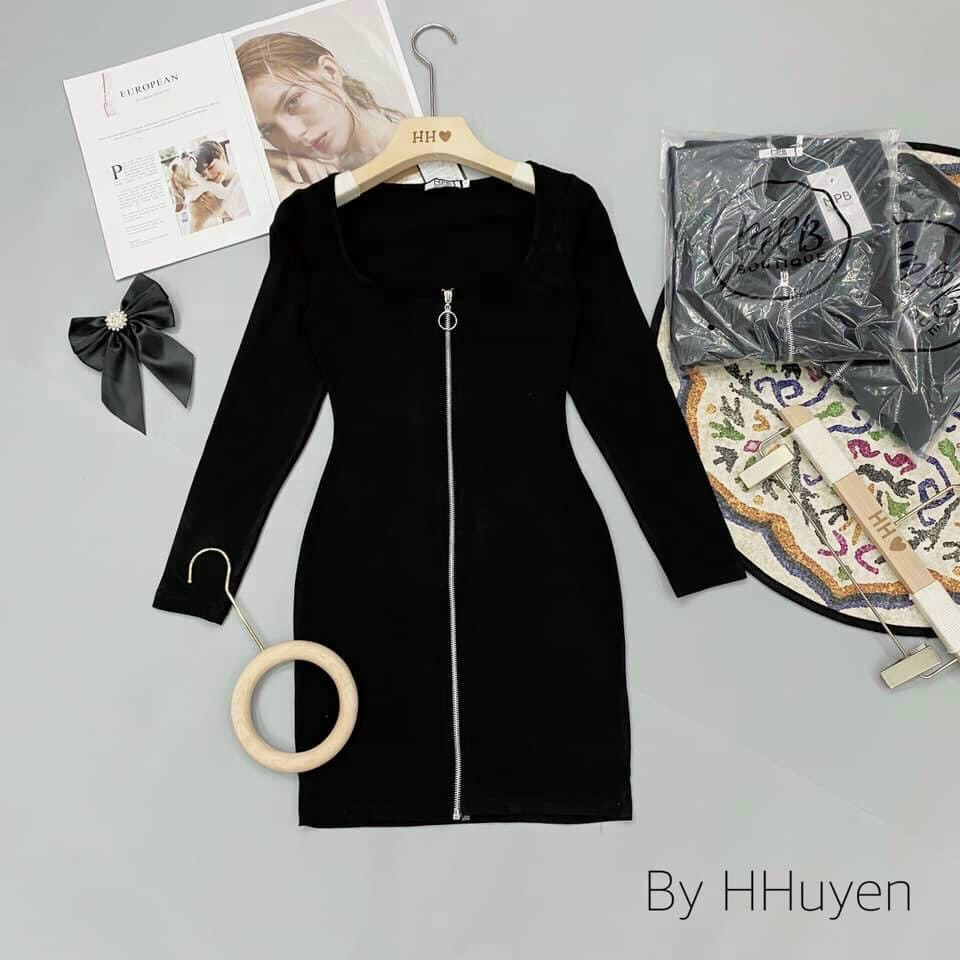 [Mã FAMAYWA2 giảm 10K đơn 50K] Đầm Body Phối Khoá Kéo Trước Thiết Kế Cổ Chữ V Quyến Rũ | BigBuy360 - bigbuy360.vn