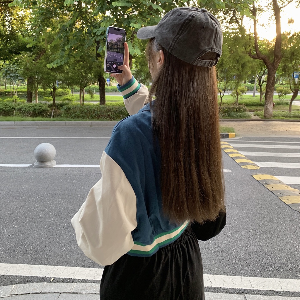 Áo khoác SUXI tay dài dáng rộng thời trang vintage dành cho nữ