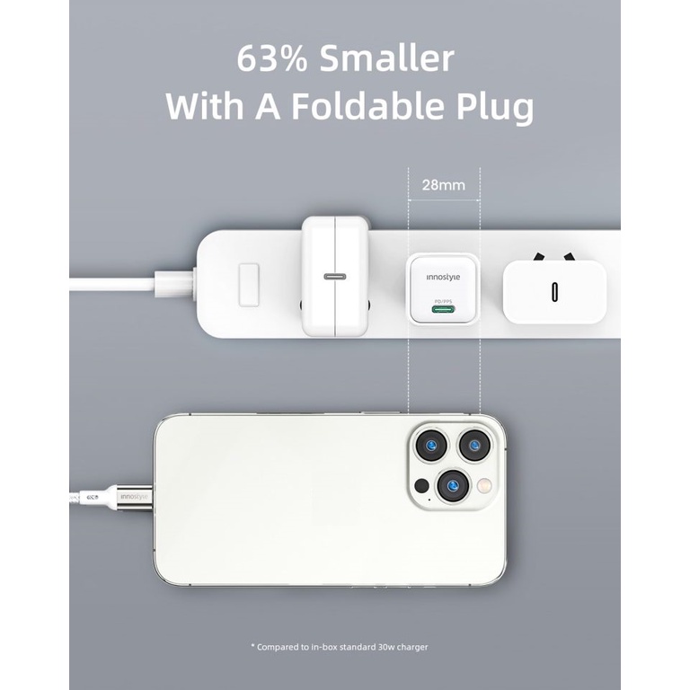 Sạc nhanh siêu nhỏ Iphone 14/13/12 InnoStyle Minigo Gan II 30W PD/PPS chính hãng