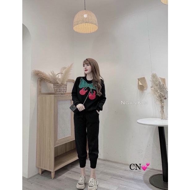 Set len bộ cherry đính đá cực hot QCCC