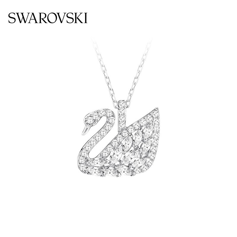 Swarovski Vòng cổ nữ SWAN LAKE Quà tặng cá tính đơn giản, thanh lịch và tinh tế cho bạn gái, mạ Rhodium 5296469