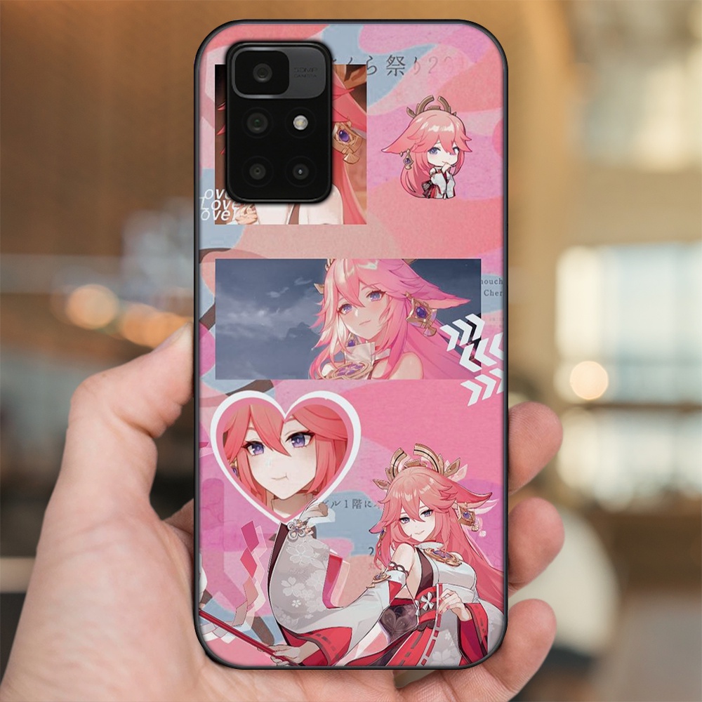 Ốp lưng Xiaomi Redmi 10 viền đen in hình Yae Miko Genshin Impact
