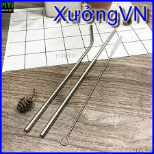Bộ 2 ống hút inox 304 thép không rỉ + 1 cọ rửa