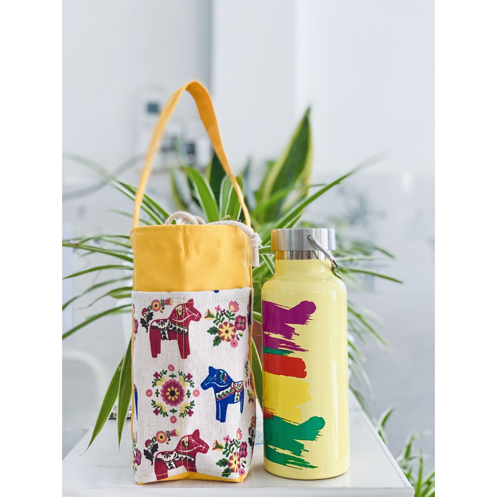 Túi vải CANVAS đựng bình giữ nhiệt/ly giữ nhiệt/bình nước thiết kế độc quyền, tự may HANDMADE 100%!!!