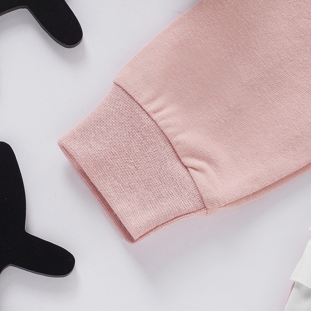 Bộ áo thun hồng + quần legging kẻ sọc cho bé gái