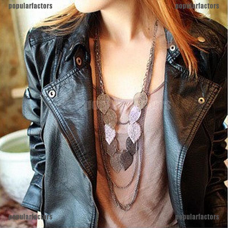 Dây Chuyền Nhiều Lớp Hình Chiếc Lá Phong Cách retro Thời Trang