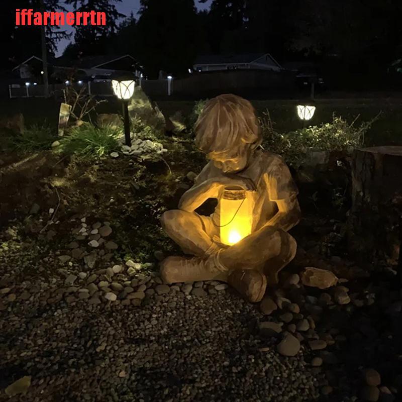 {iffarmerrtn}Glimpse Of God Boy Statue Easter Garden Decoration Resin Ornament With LED Light NZM