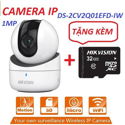 Combo Camera IP 1.0 Megapixel HIKVISION DS-2CV2Q01EFD-IW  Tặng Thẻ Nhớ 32GB